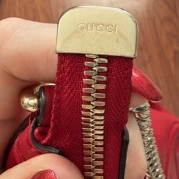 Authentic Gucci Soho red pebbled calf skin leather shoulder bag - Picture 13 of 16